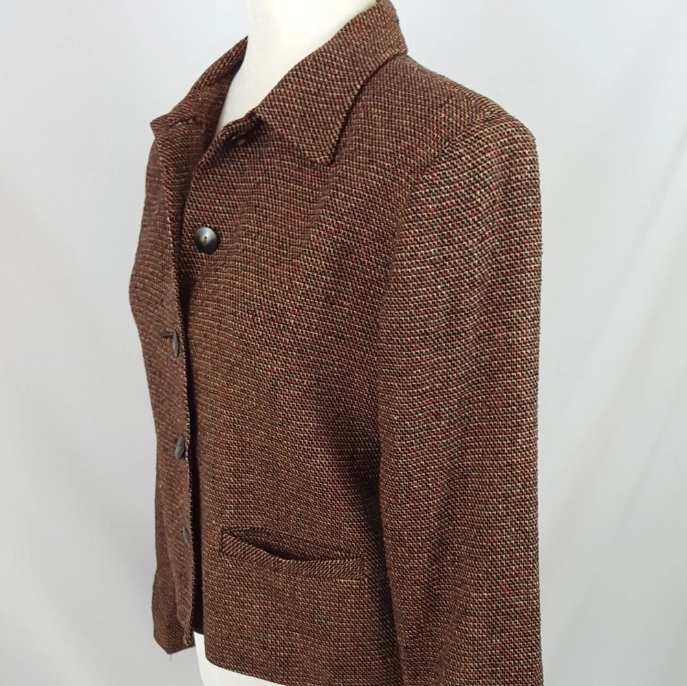 Vintage Windridge‎ Cheryl Nash Brown and Red Tweed Silk Blazer